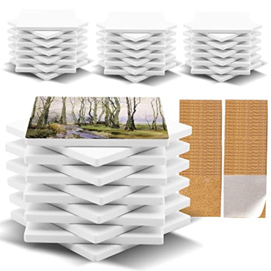 Ceramic Tile Blank - 48 Pack Sublimation Blanks Coasters Bulk,