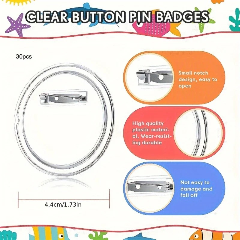 30pcs acrylic blank badge pin  - Button Badge Blank のレビューと価格