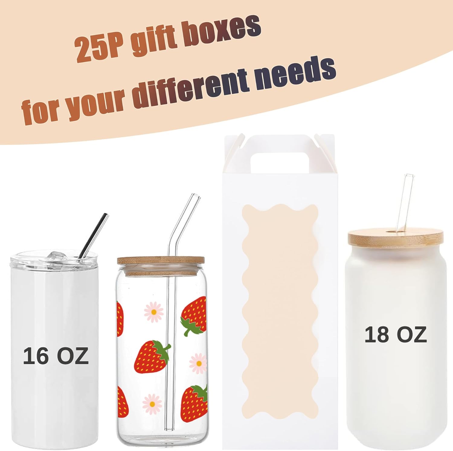 25 Pack Tumbler Gift Boxes wit - Tumbler 20Oz White のレビューと価格
