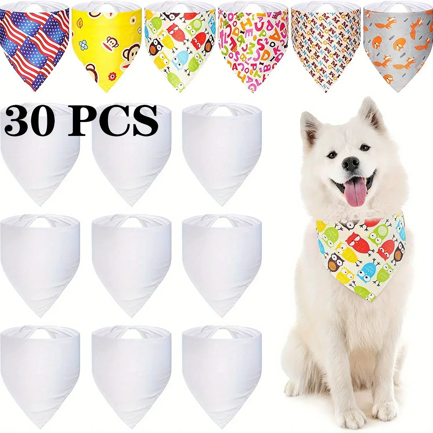 30pcs White Polyester Blank Do - Bandana Blank White のレビューと価格