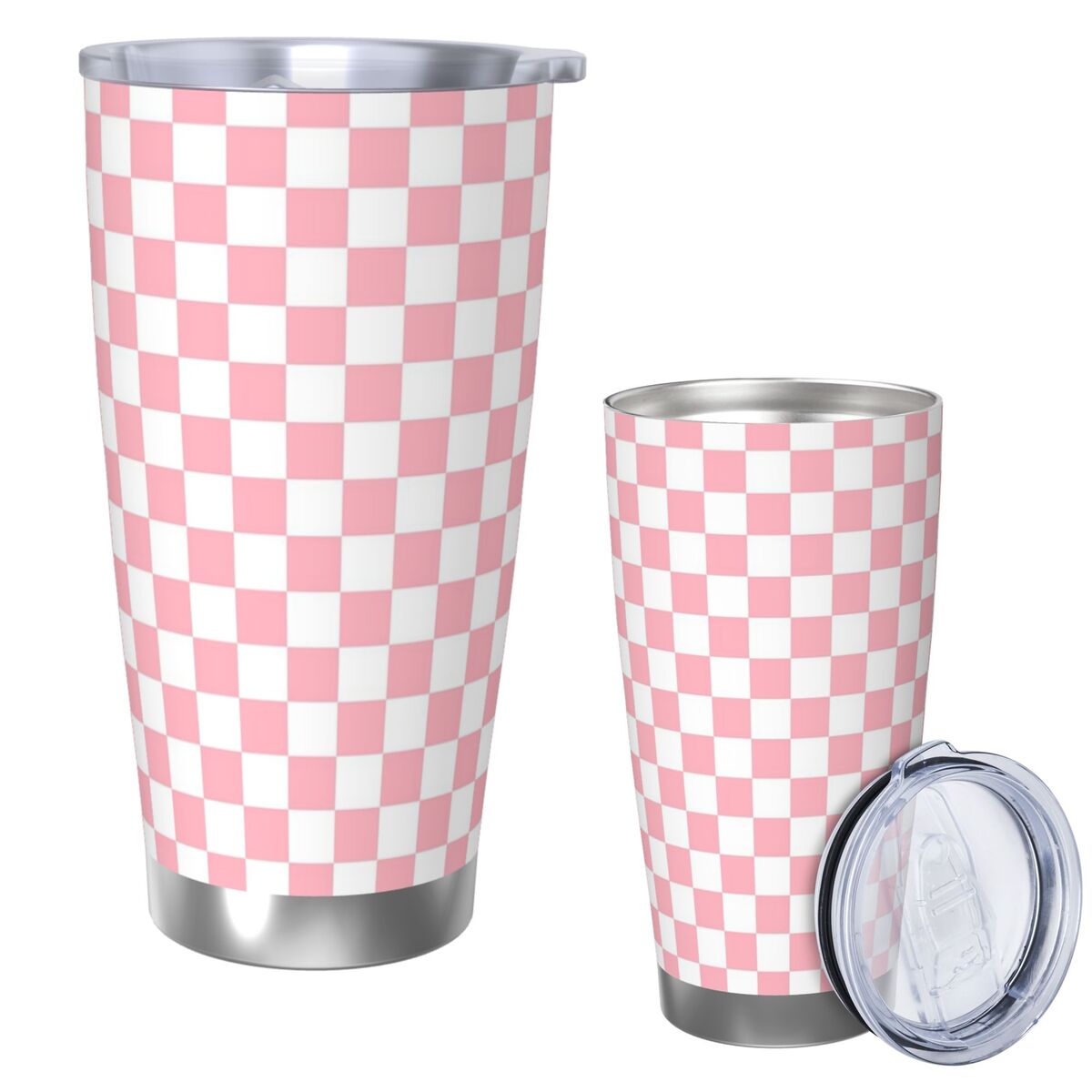 Pink White Checkerboard Patter - Tumbler 20Oz White のレビューと価格