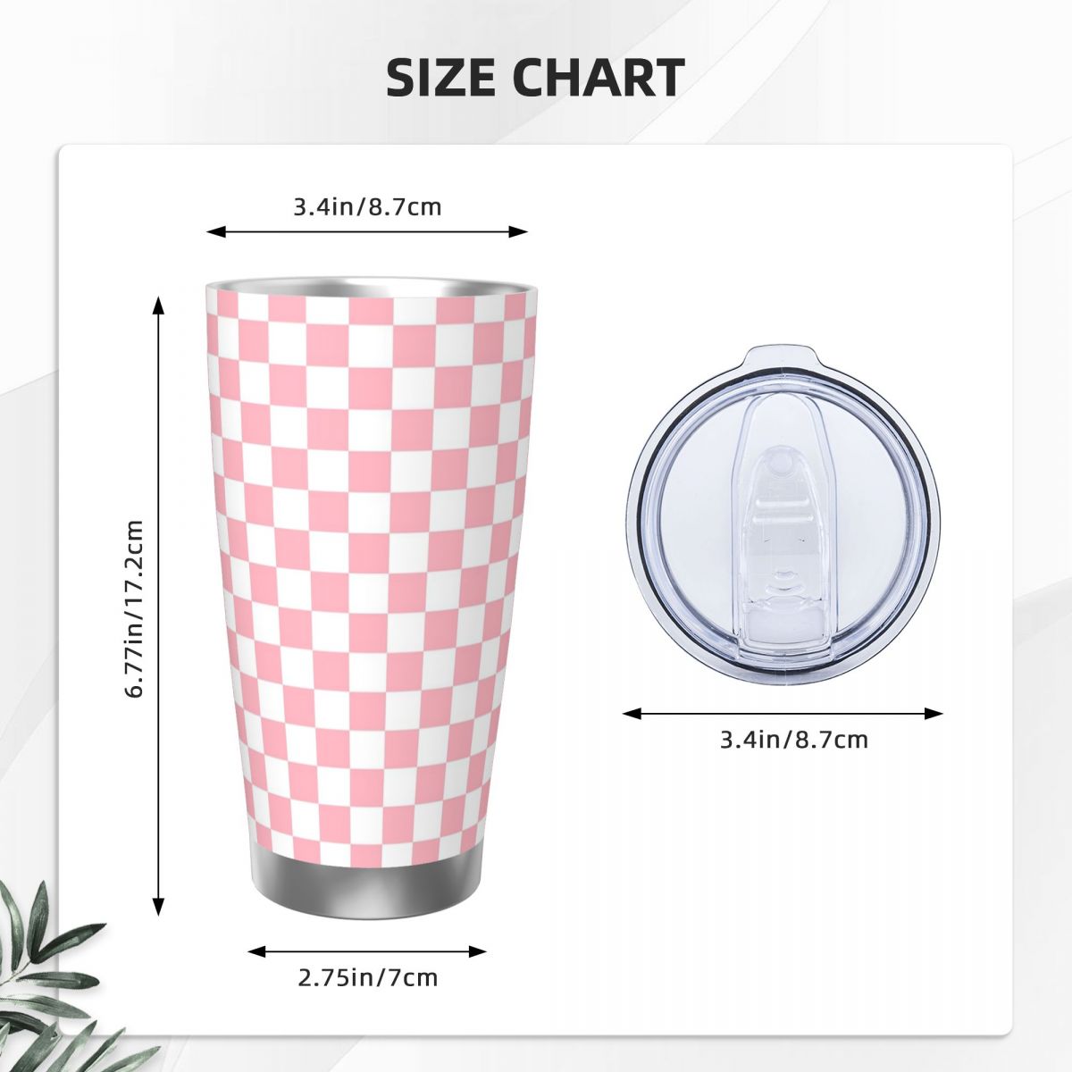 Pink White Checkerboard Patter - Tumbler 20Oz White のレビューと価格