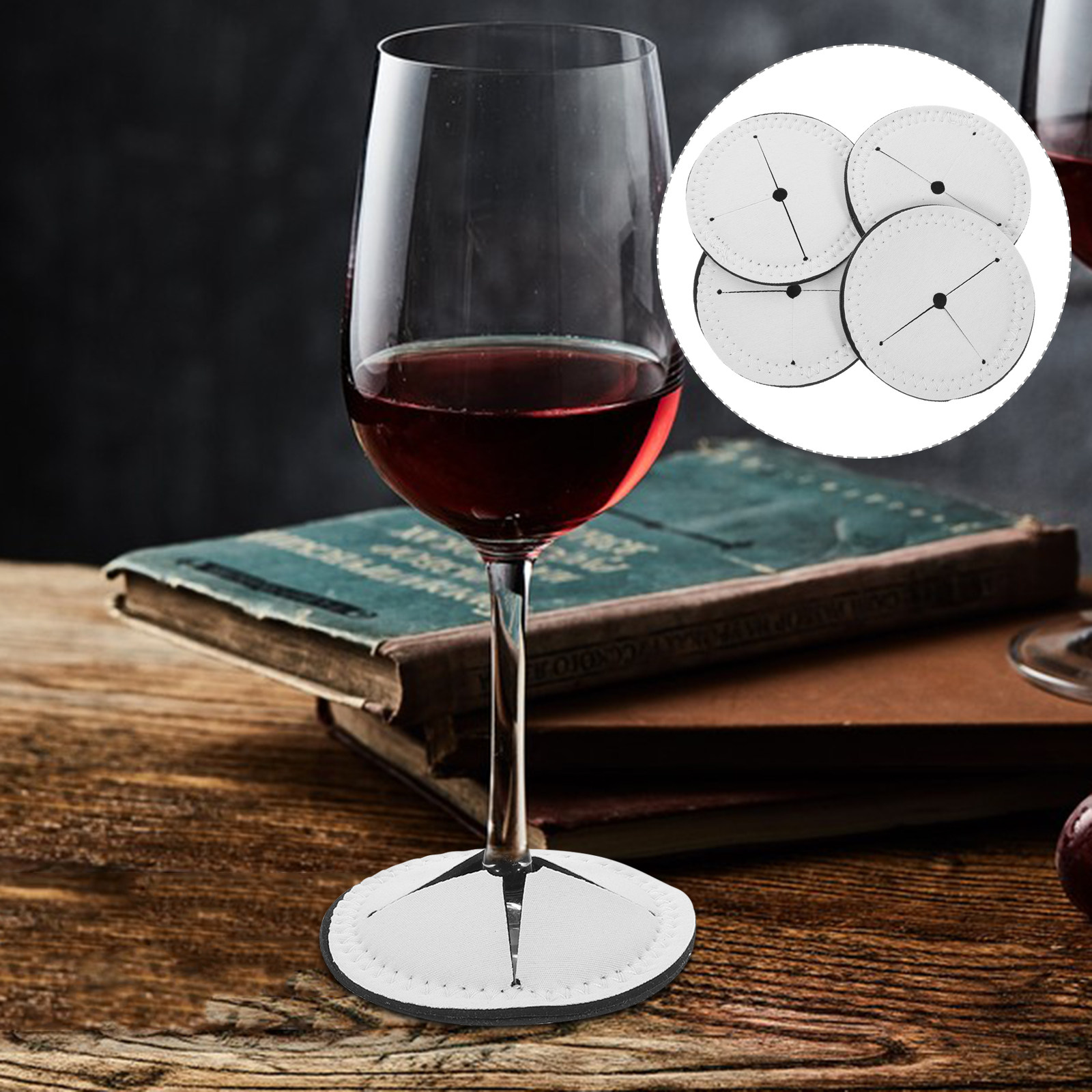 4Pcs Red Wine Cup Coasters Hea - Coaster Sublimation Blank のレビューと価格