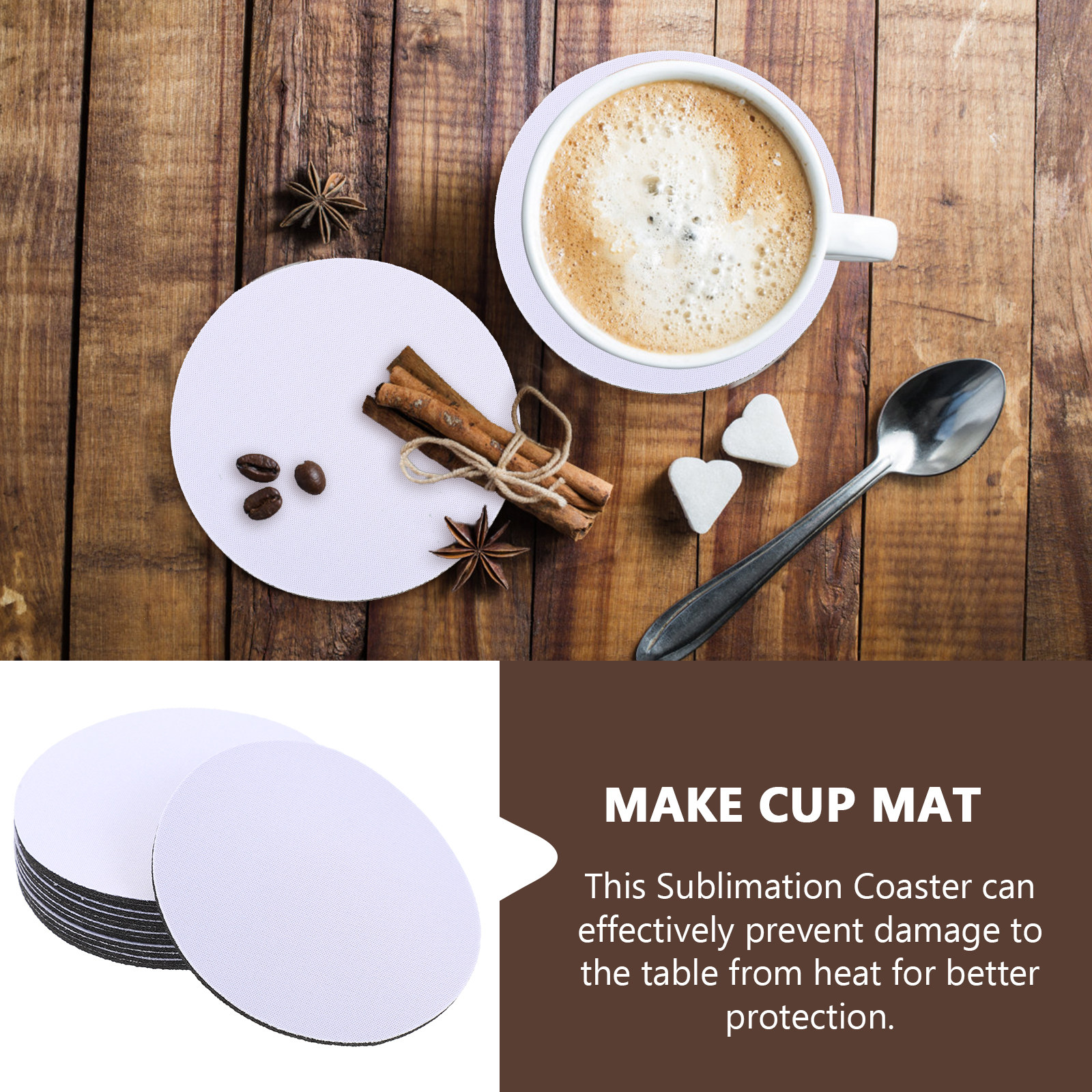 10Pcs Sublimation Heat Transfe - Coaster Sublimation Blank のレビューと価格