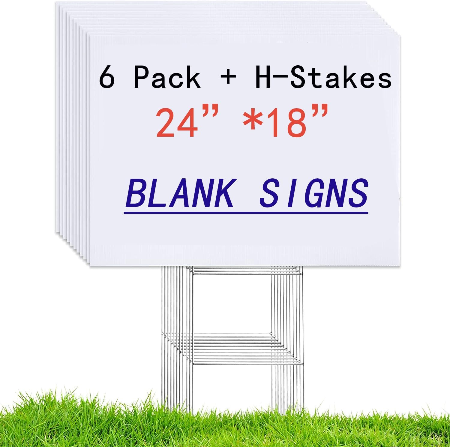 6 Pack 24x18 White Blank Lawn  - Yard Sign Blank のレビューと価格