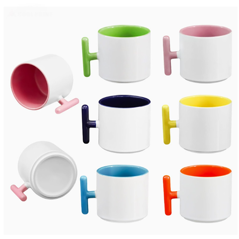 2PCS Creativity T-shaped handl - Sublimation Mug White のレビューと価格