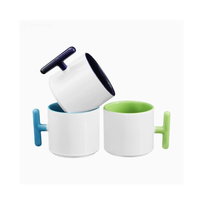 2PCS Creativity T-shaped handl - Sublimation Mug White のレビューと価格