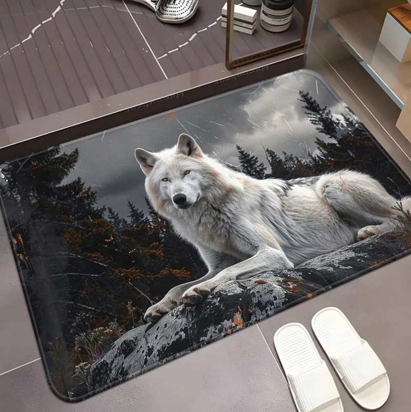 Cool White Wolf Doormat Wildli - Puzzle Blank White のレビューと価格