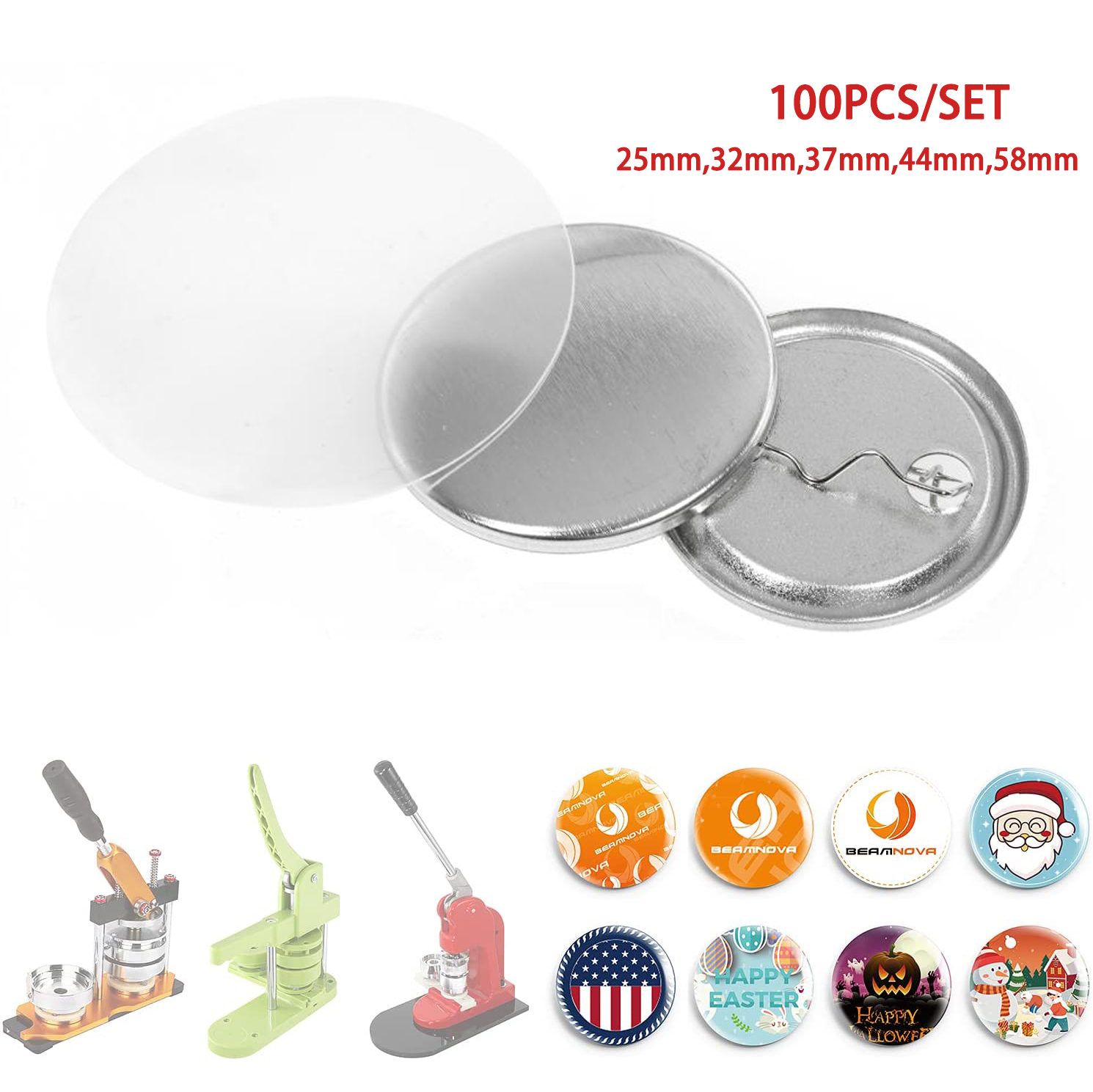 100PCS Metal Back Badge Button - Button Badge Blank のレビューと価格