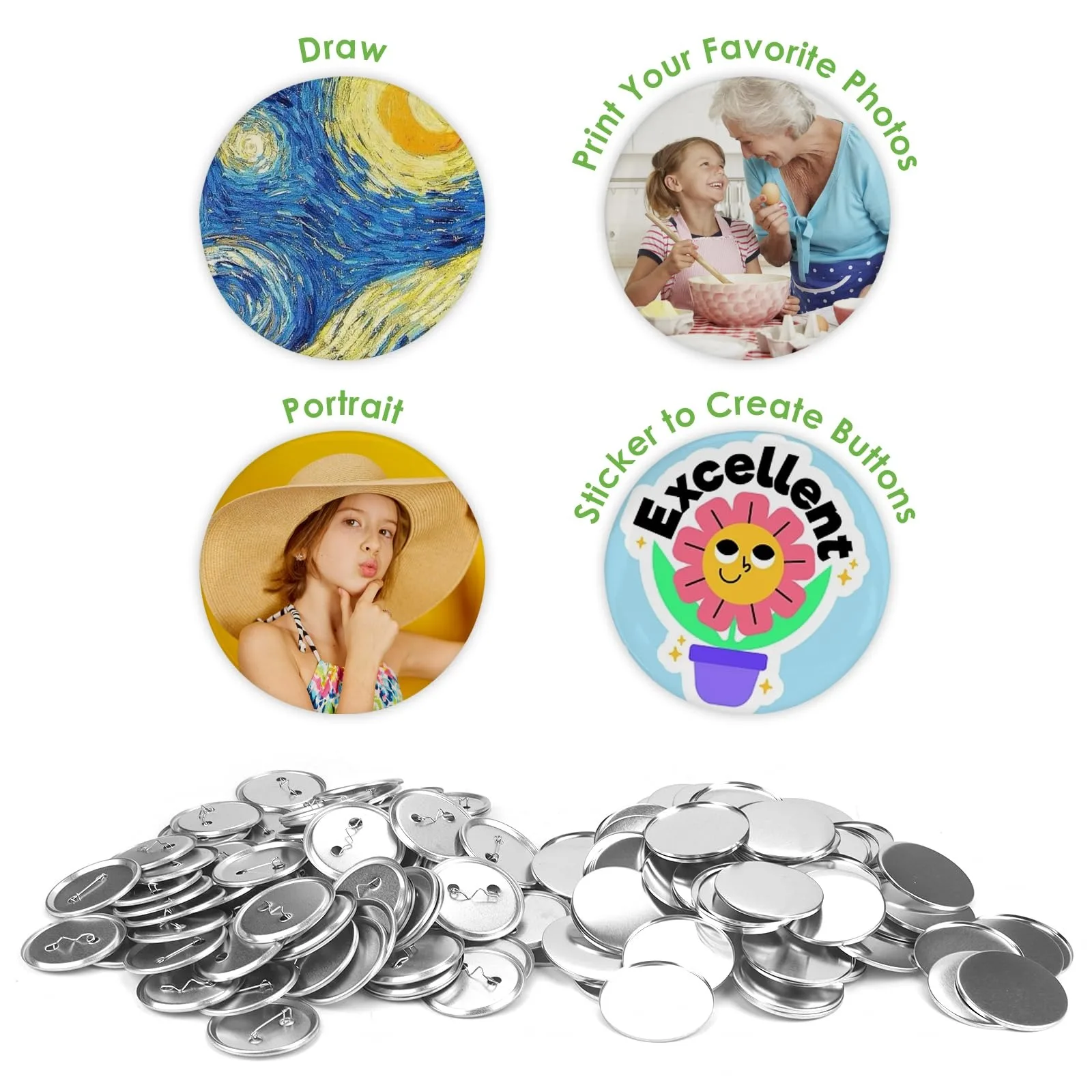 100PCS Blank Button Making Sup - Button Badge Blank のレビューと価格