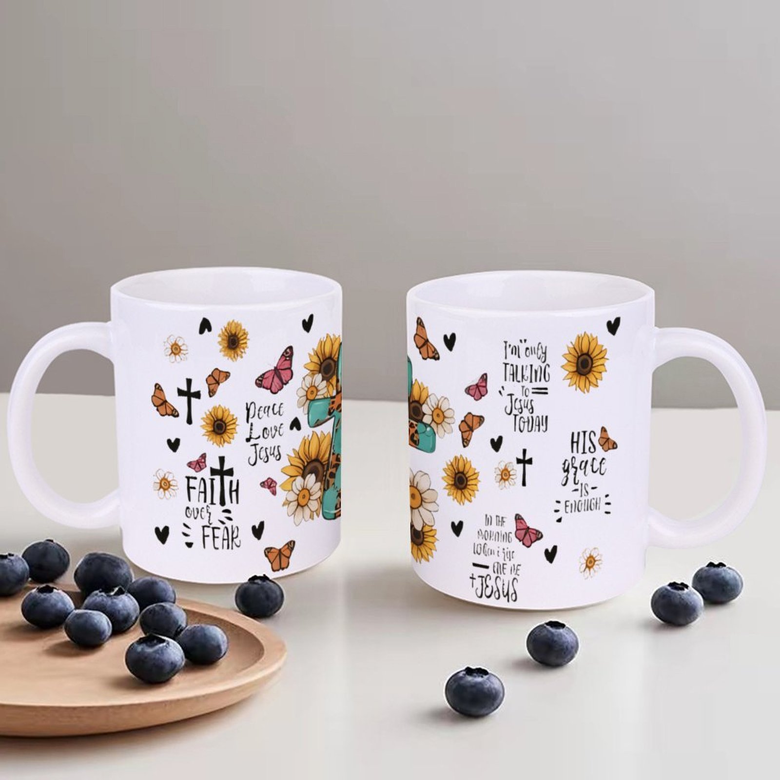 A Cross Surrounded By Sunflowe - Sublimation Mug White のレビューと価格