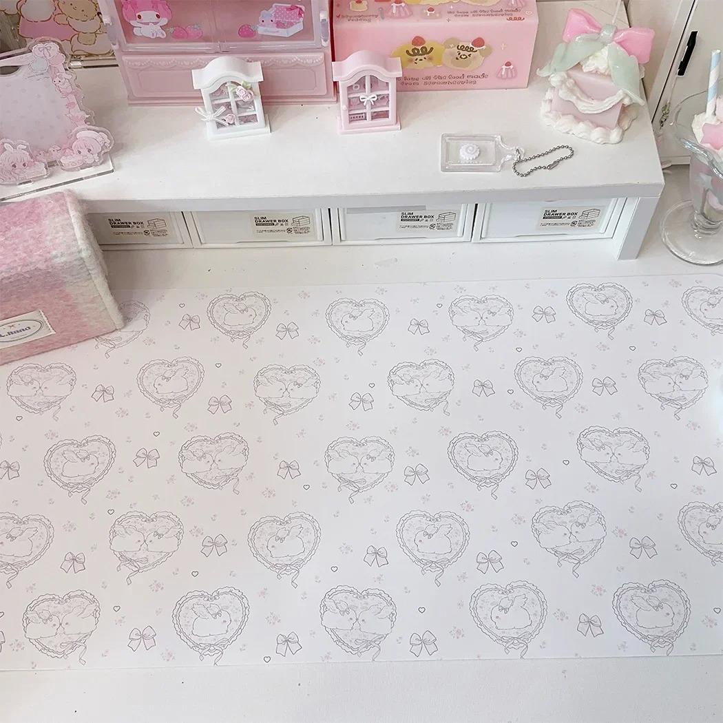 Kawaii Pink Rabbit Leather Des - Mouse Pad Blank Sublimation のレビューと価格