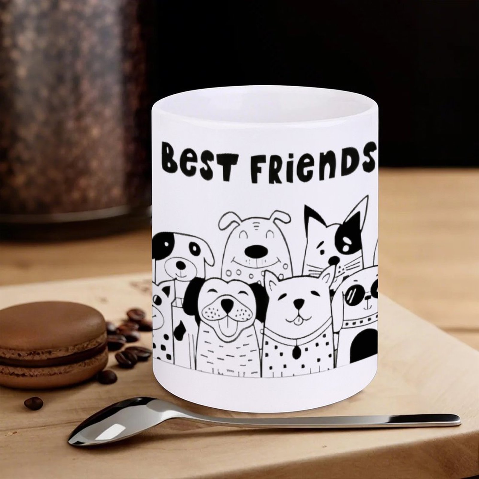 Illustration Of Dogs With The  - Sublimation Mug White のレビューと価格